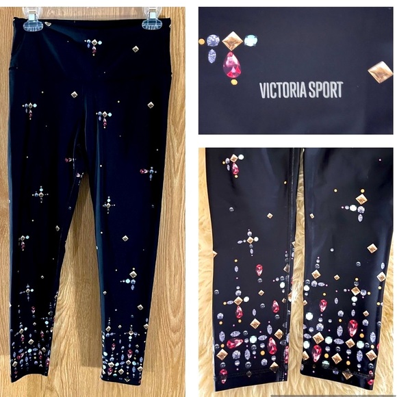 VS Sport Bedazzled Black with Jewels Leggings - Picture 1 of 6